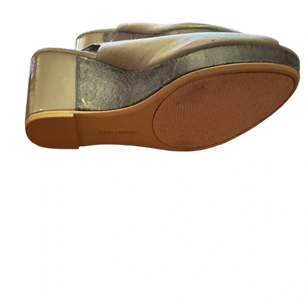 Jones  wedge size 8 snakeskin insert on  side, patent leather on back suede top